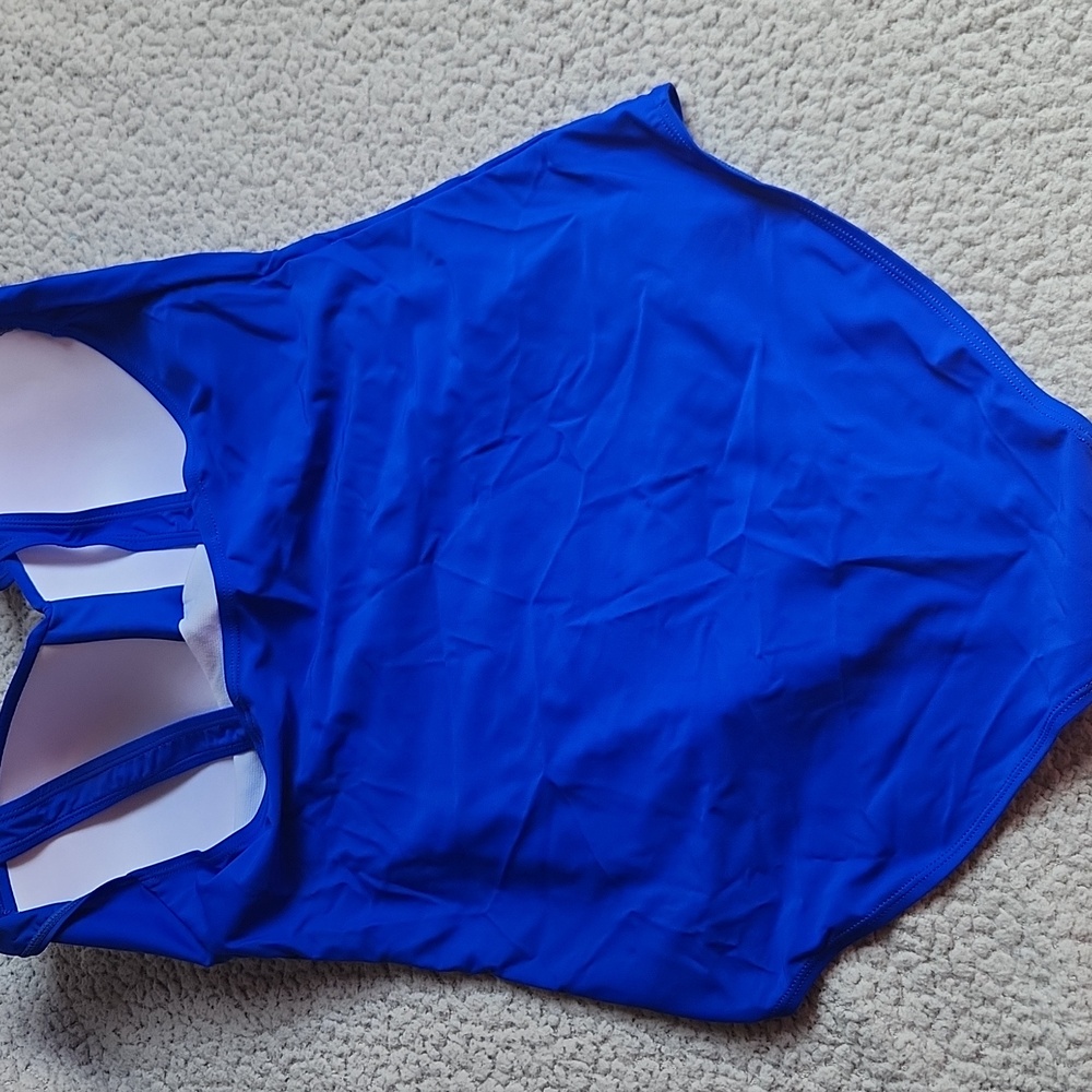 Women's One Piece Tummy Control Bathing Ruched Royal Blue Padded Summer Swimsuit - Picture 4 of 10